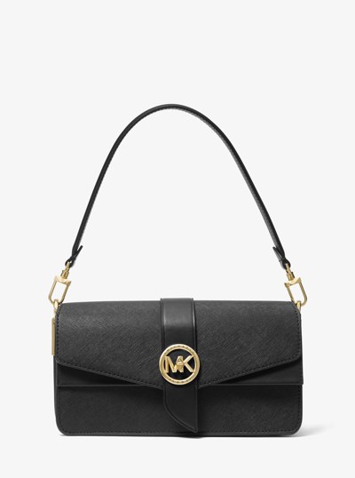 Greenwich Medium Saffiano Leather Shoulder Bag in BLACK | Michael Kors