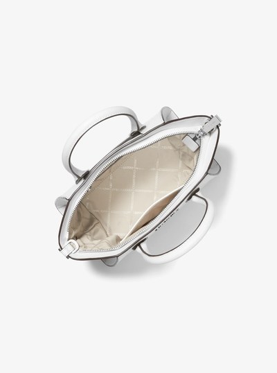 Avril Small Leather Top-Zip Satchel in OPTIC WHITE | Michael Kors