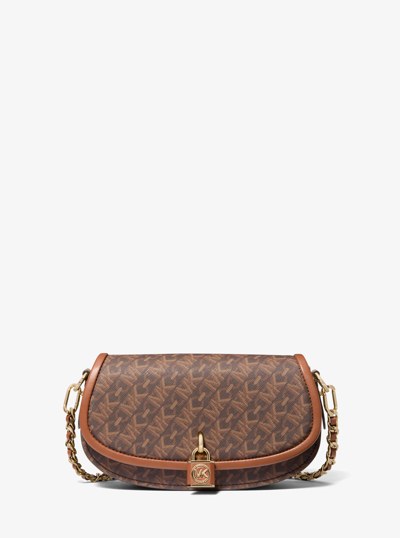 Mila Small Empire Signature Logo Shoulder Bag in BROWN/LUGGAGE | Michael Kors