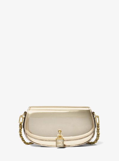 Mila Small Metallic Leather Shoulder Bag in PALE GOLD | Michael Kors