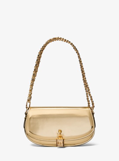 Mila Small Metallic Leather Shoulder Bag in PALE GOLD | Michael Kors