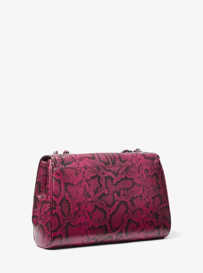 Parker Extra-Large Snake Embossed Leather Shoulder Bag in DEEP FUCHSIA | Michael Kors