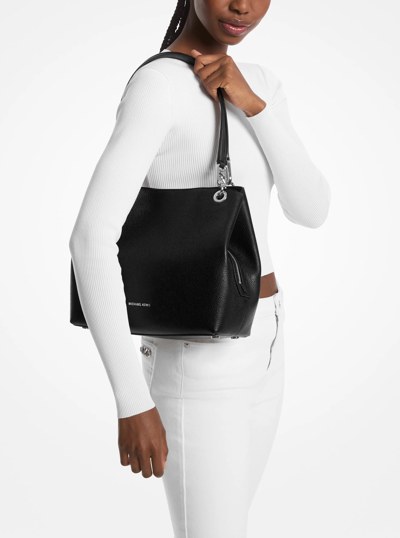 Kensington Large Pebbled Leather Tote Bag in BLACK | Michael Kors