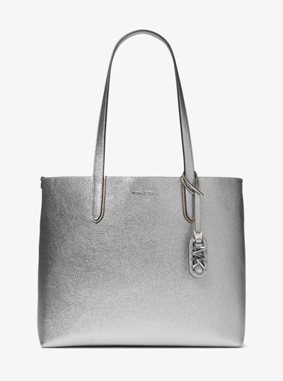 Eliza Extra-Large Metallic Pebbled Leather Reversible Tote Bag