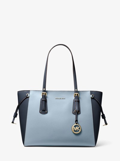 Voyager Medium Two-Tone Crossgrain Leather Tote Bag