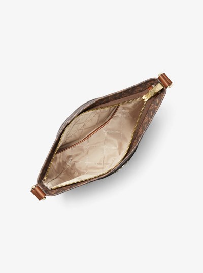 Townsend Medium Empire Signature Logo Messenger Bucket Bag in BROWN/LUGGAGE | Michael Kors