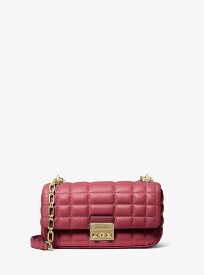 Tribeca Small Quilted Leather Shoulder Bag in DEEP RED | Michael Kors