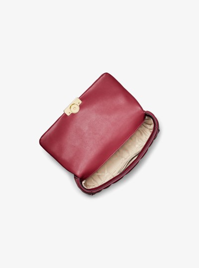 Tribeca Small Quilted Leather Shoulder Bag in DEEP RED | Michael Kors