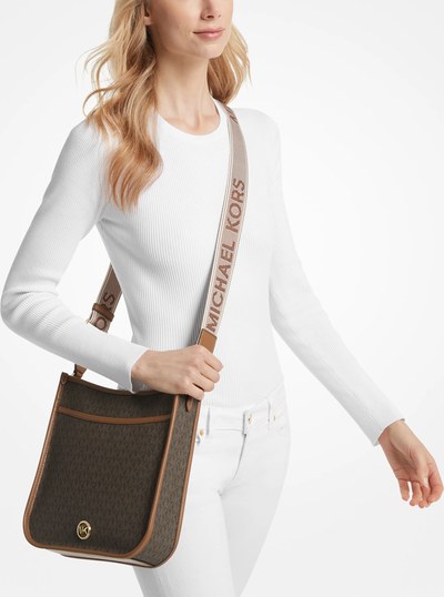Bolso messenger Luisa grande con logotipo in MARR&Oacute;N/LUGGAGE | Michael Kors