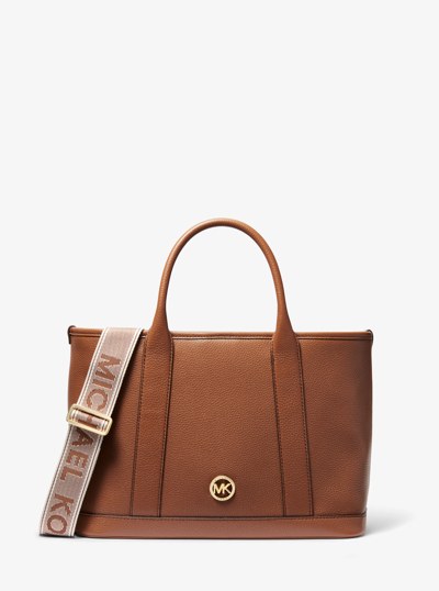 Luisa Medium Pebbled Leather Tote Bag in LUGGAGE | Michael Kors