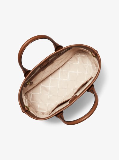 Luisa Medium Pebbled Leather Tote Bag in LUGGAGE | Michael Kors