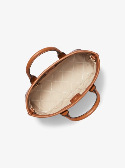Luisa Small Pebbled Leather Satchel in LUGGAGE | Michael Kors