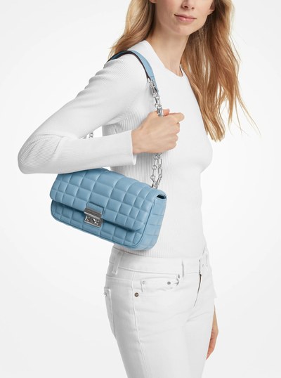 Tribeca Large Quilted Leather Shoulder Bag in CHAMBRAY | Michael Kors