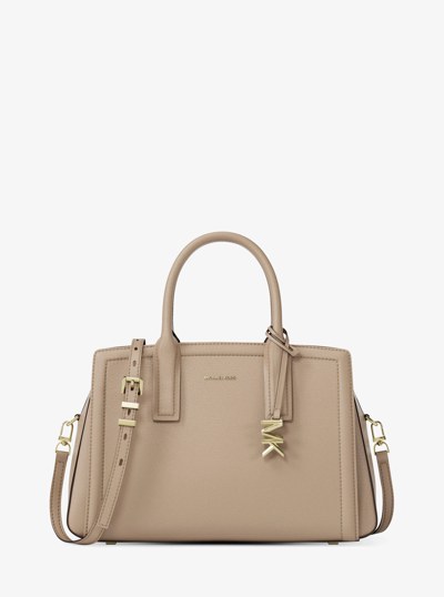 Laila Medium Leather Satchel in KHAKI | Michael Kors