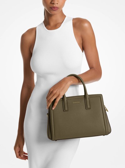 Laila Medium Leather Satchel in LODEN | Michael Kors