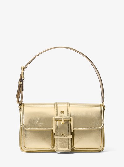 Colby Medium Metallic Leather Shoulder Bag in PALE GOLD | Michael Kors