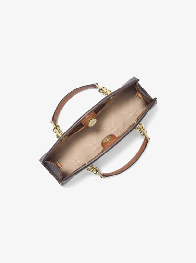 Cynthia Small Signature Logo Satchel in BRN/ACORN | Michael Kors