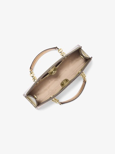 Cynthia Small Metallic Leather Crossbody Bag in PALE GOLD | Michael Kors