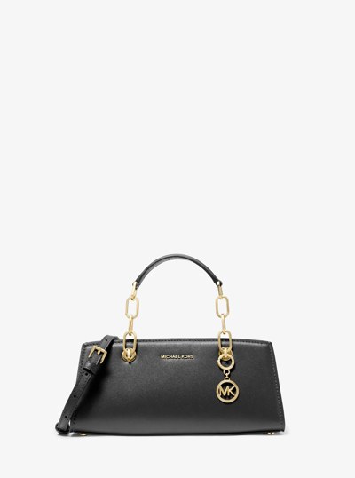 Cynthia Small Leather Satchel in BLACK | Michael Kors