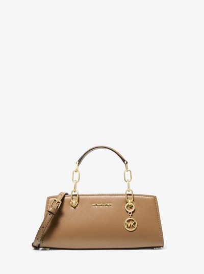 Cynthia Small Leather Satchel in HUSK | Michael Kors