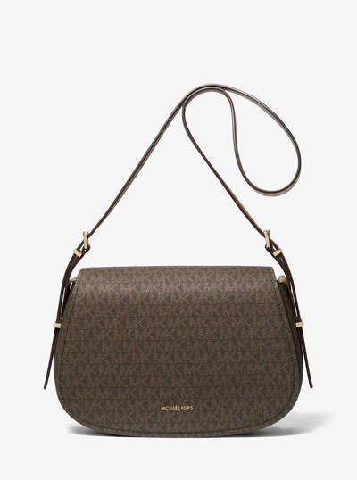 Lydia Medium Signature Logo Messenger Bag in BRN/ACORN | Michael Kors