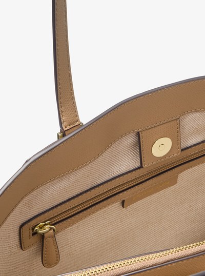 Taryn Large Signature Logo and Leather Tote Bag in HUSK | Michael Kors