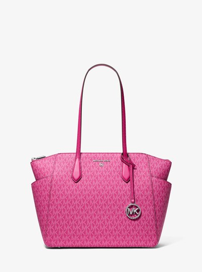 Marilyn Medium Signature Logo Tote Bag in WILD BERRY | Michael Kors