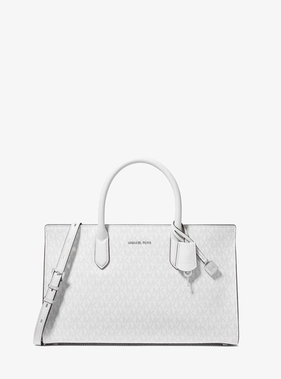 Scarlett Medium Signature Logo Satchel in OPT/ALLUM | Michael Kors