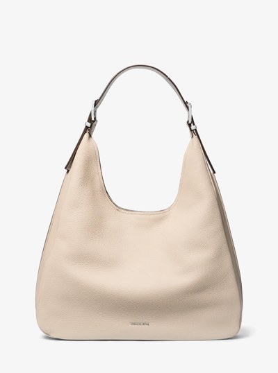 Nolita Large Pebbled Leather Hobo Shoulder Bag in LIGHT SAND | Michael Kors