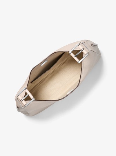 Nolita Large Pebbled Leather Hobo Shoulder Bag in LIGHT SAND | Michael Kors