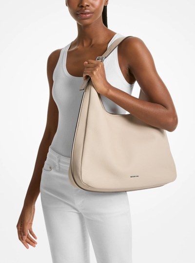 Nolita Large Pebbled Leather Hobo Shoulder Bag in LIGHT SAND | Michael Kors