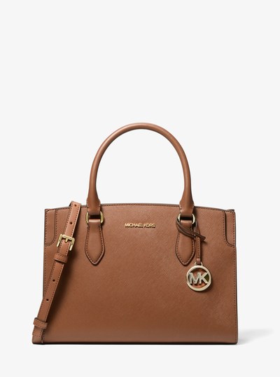 Becca Medium Saffiano Leather Satchel in LUGGAGE | Michael Kors