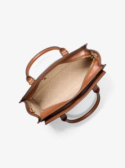 Becca Medium Saffiano Leather Satchel in LUGGAGE | Michael Kors