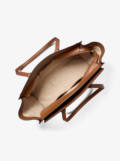 Becca Large Saffiano Leather Tote Bag in LUGGAGE | Michael Kors