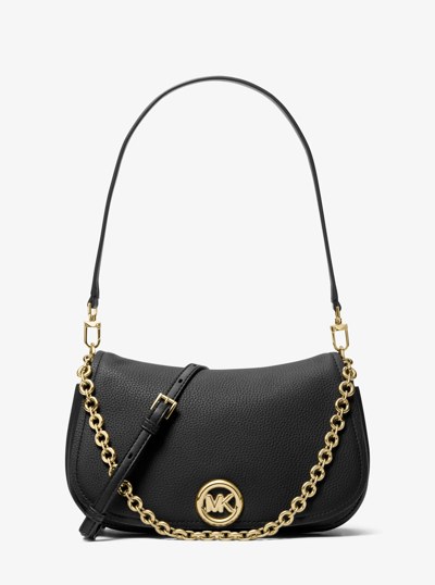 Nolita Medium Pebbled Leather Convertible Shoulder Bag in BLACK | Michael Kors