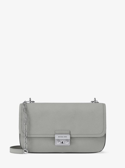 Tribeca Large Pebbled Leather Shoulder Bag in QUARRY GREY | Michael Kors