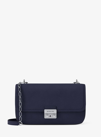Tribeca Large Pebbled Leather Shoulder Bag in DRESS BLUES | Michael Kors