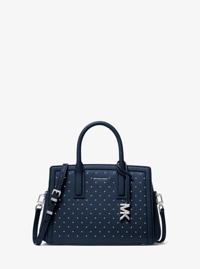 Laila Small Studded Leather Satchel in DRESS BLUES | Michael Kors
