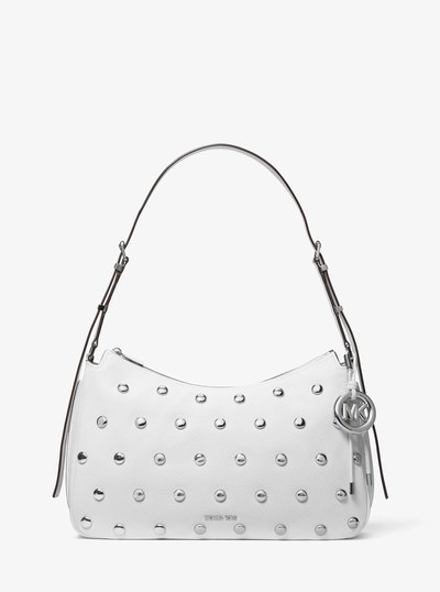Nolita Medium Studded Leather Shoulder Bag in OPTIC WHITE | Michael Kors
