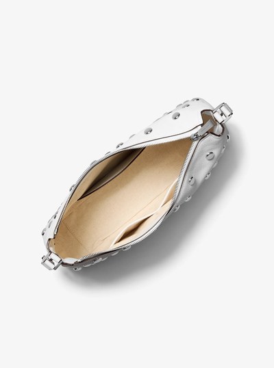 Nolita Medium Studded Leather Shoulder Bag in OPTIC WHITE | Michael Kors