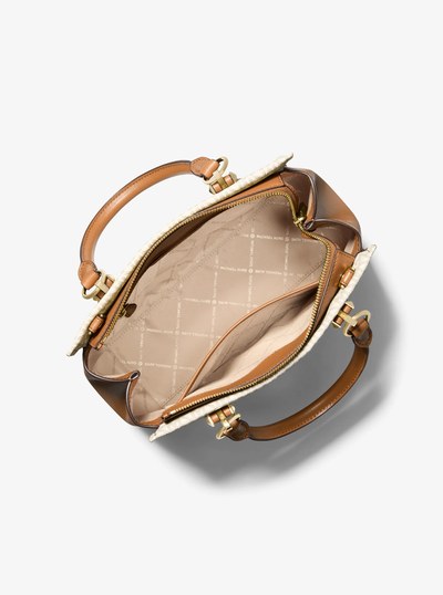 Marilyn Medium Logo Satchel in VANILLA/ACORN | Michael Kors