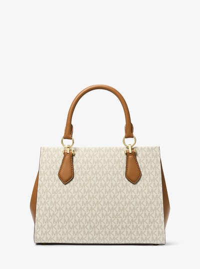 Marilyn Medium Logo Satchel in VANILLA/ACORN | Michael Kors