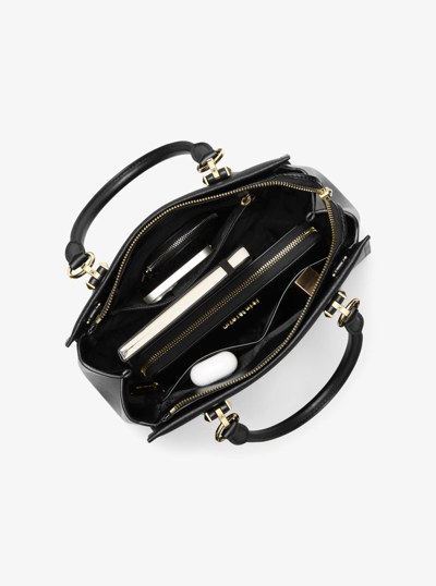 Marilyn Medium Saffiano Leather Satchel in BLACK | Michael Kors