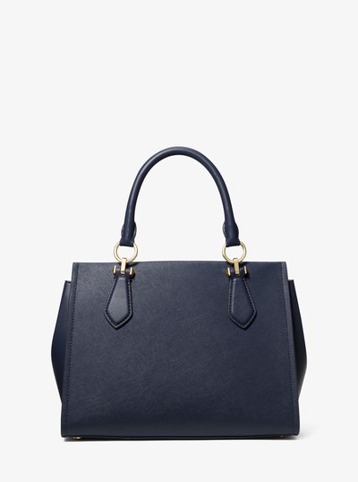 Marilyn Medium Saffiano Leather Satchel in NAVY | Michael Kors