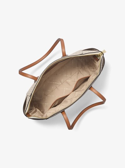 Marilyn Medium Logo Tote Bag in VANILLA/ACORN | Michael Kors