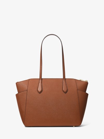 Marilyn Medium Saffiano Leather Tote Bag in LUGGAGE | Michael Kors