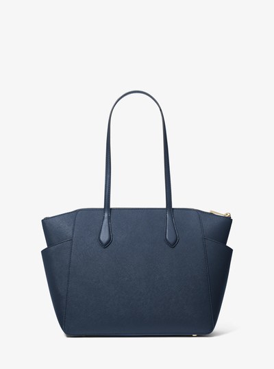 Marilyn Medium Saffiano Leather Tote Bag in NAVY | Michael Kors