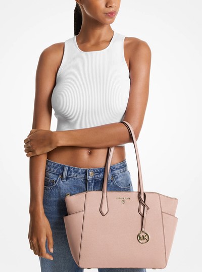 Marilyn Medium Saffiano Leather Tote Bag in SOFT PINK | Michael Kors