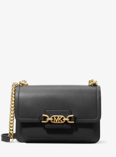 Heather Large Leather Shoulder Bag in BLACK | Michael Kors