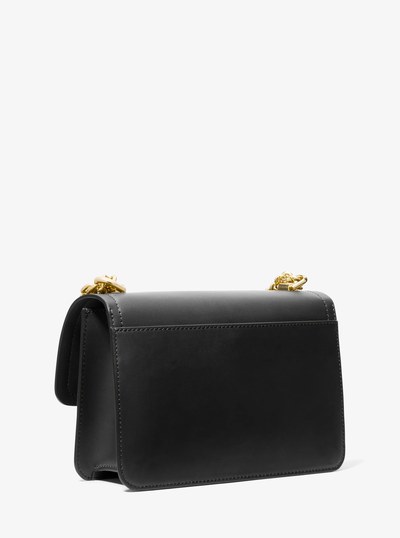 Heather Large Leather Shoulder Bag in BLACK | Michael Kors